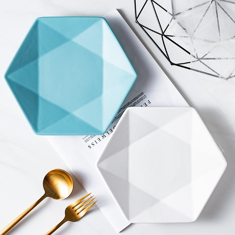 Vaisselle poterie artisanale | Assiette hexagonale | Ustensiles Culinaires