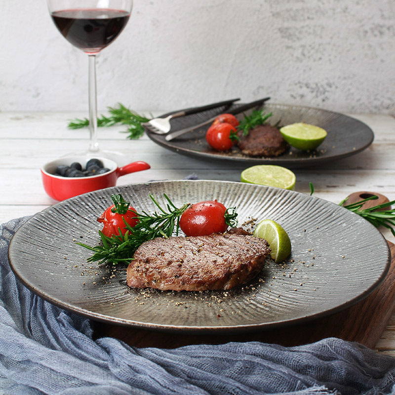 Assiette Ronde Avec Rebord | Assiettes Rayures | Ustensiles Culinaires