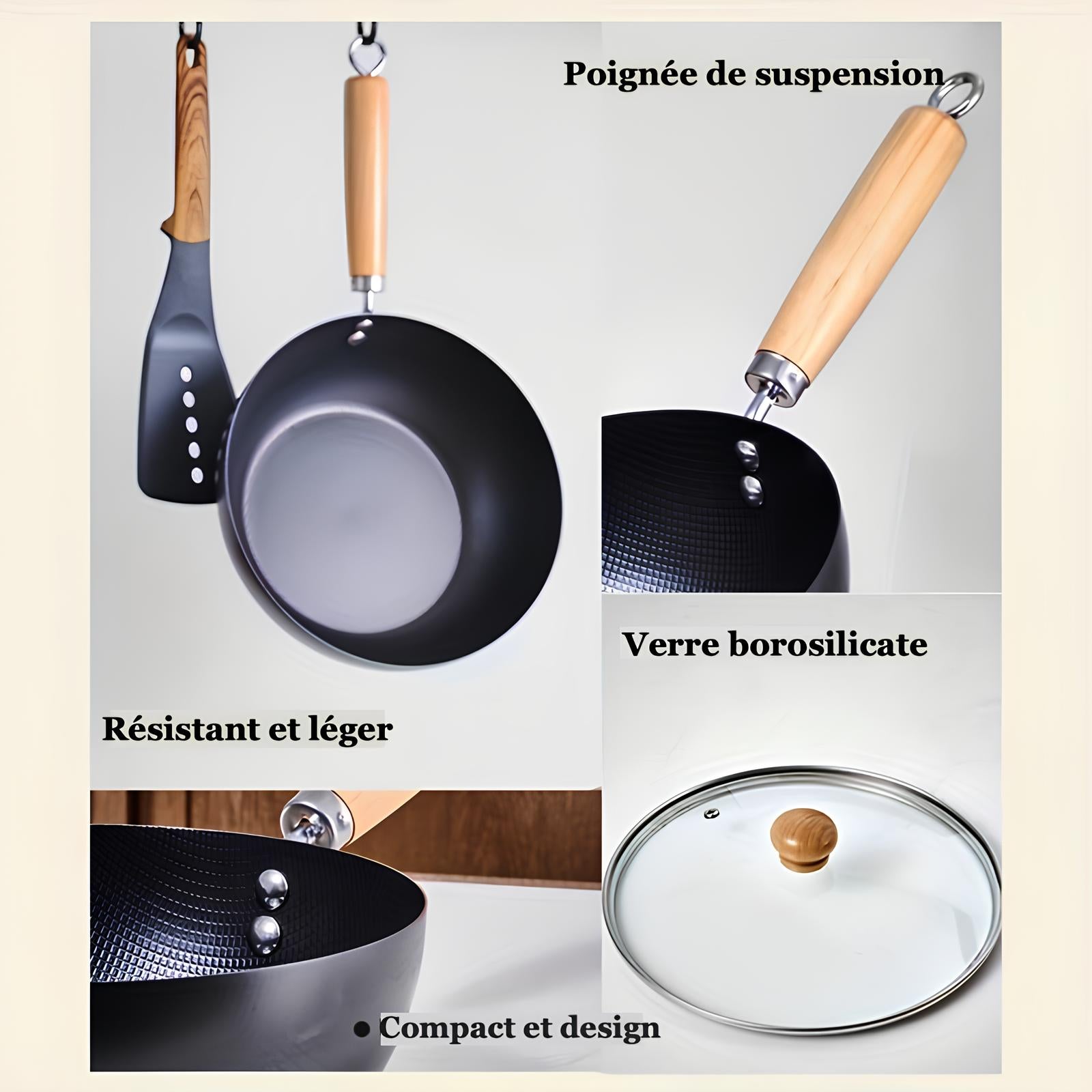 Mini Wok en fonte antiadhésif - UstensilesCulinaires