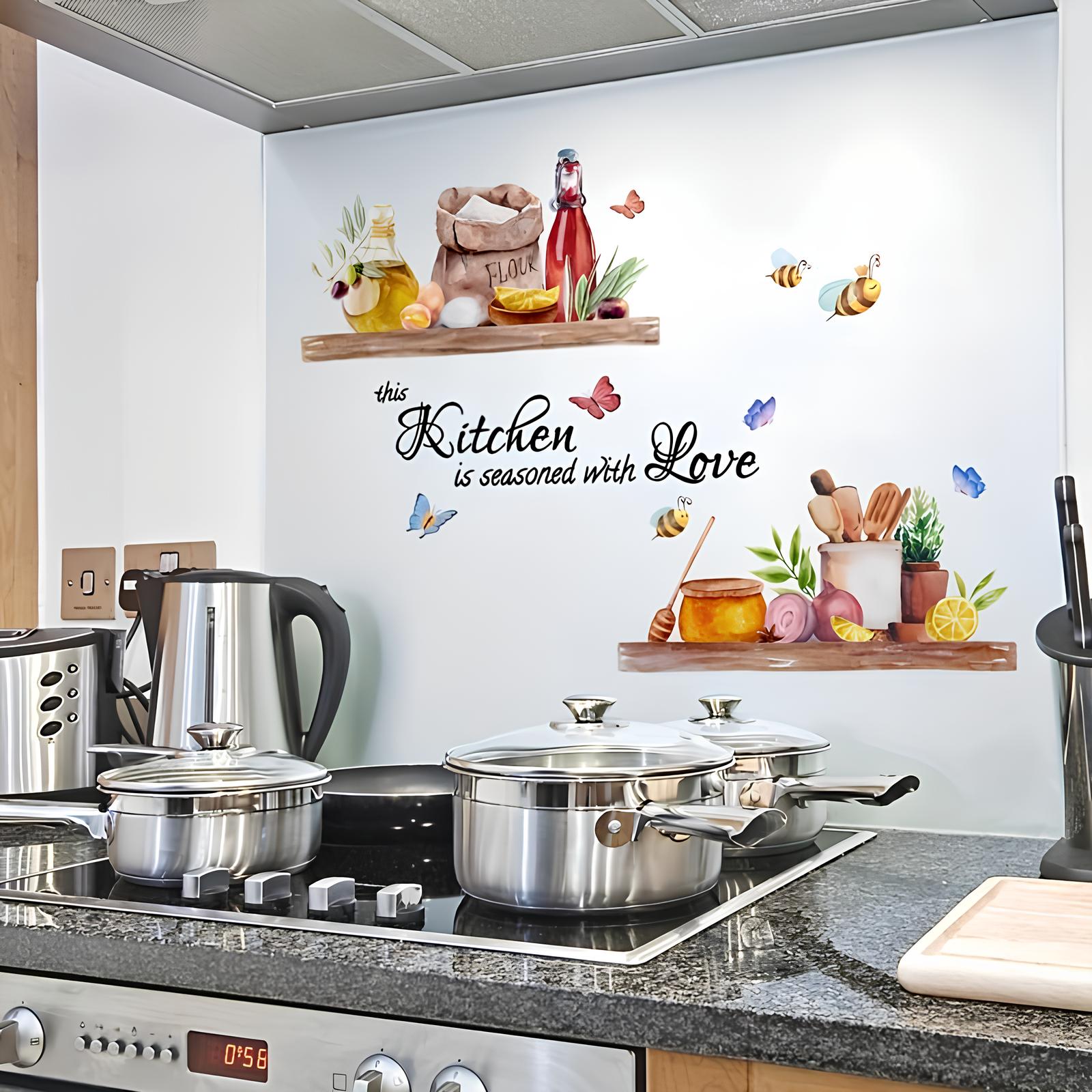 Stickers muraux - Cuisinez avec Amour - UstensilesCulinaires