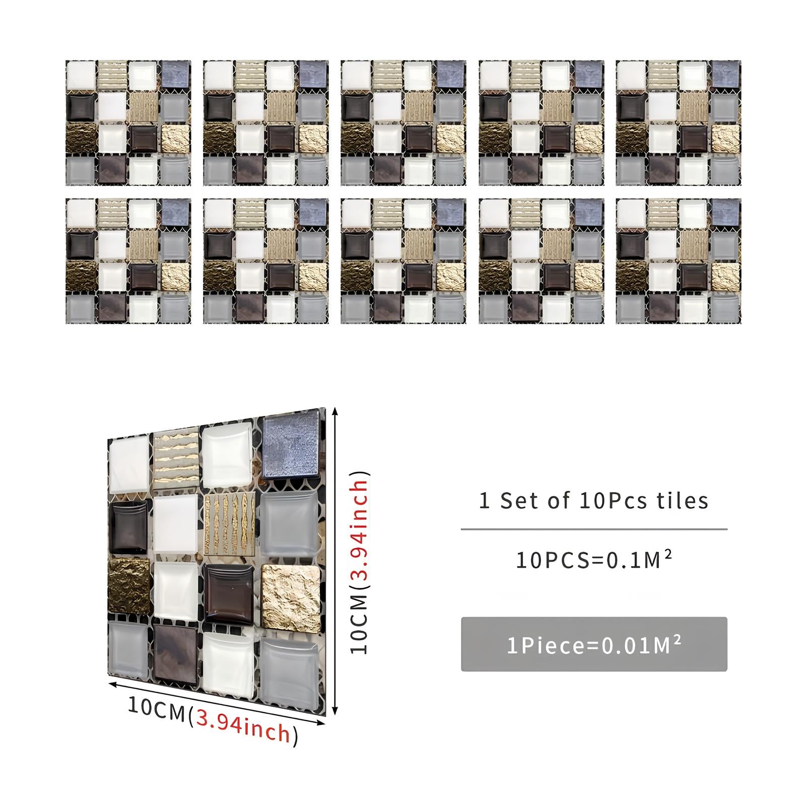 Carreaux adhésifs mosaïque 3D - UstensilesCulinaires