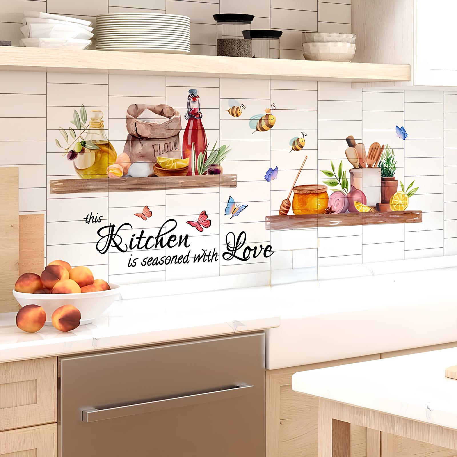 Stickers muraux - Cuisinez avec Amour - UstensilesCulinaires