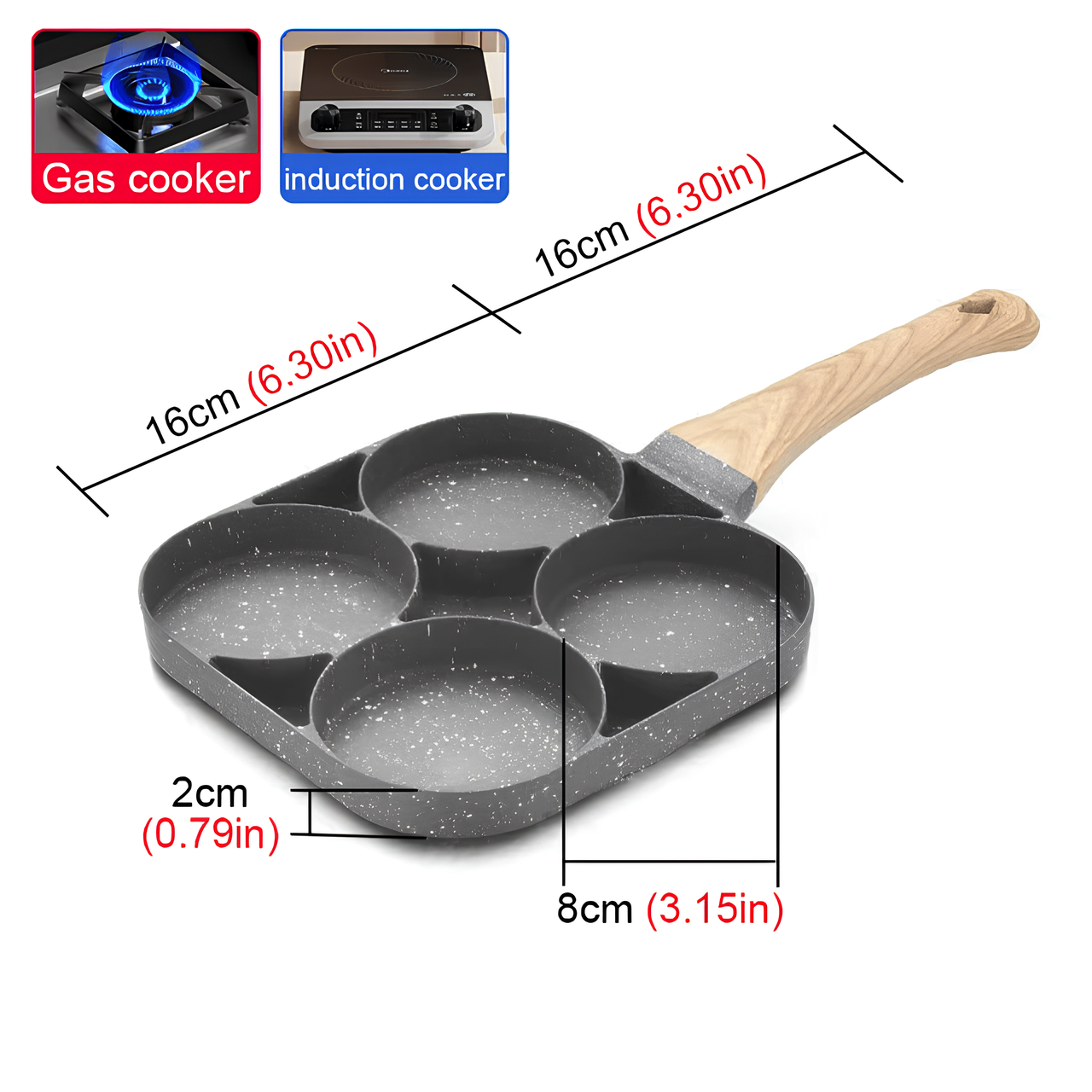 4-mold non-stick frying pan