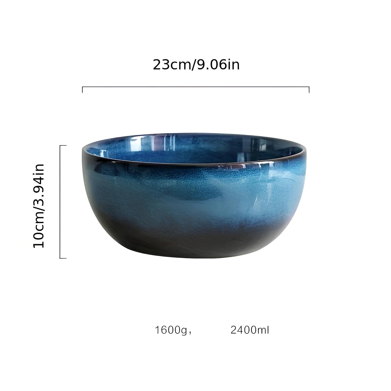 Shaded Blue Ceramic Salad Bowl