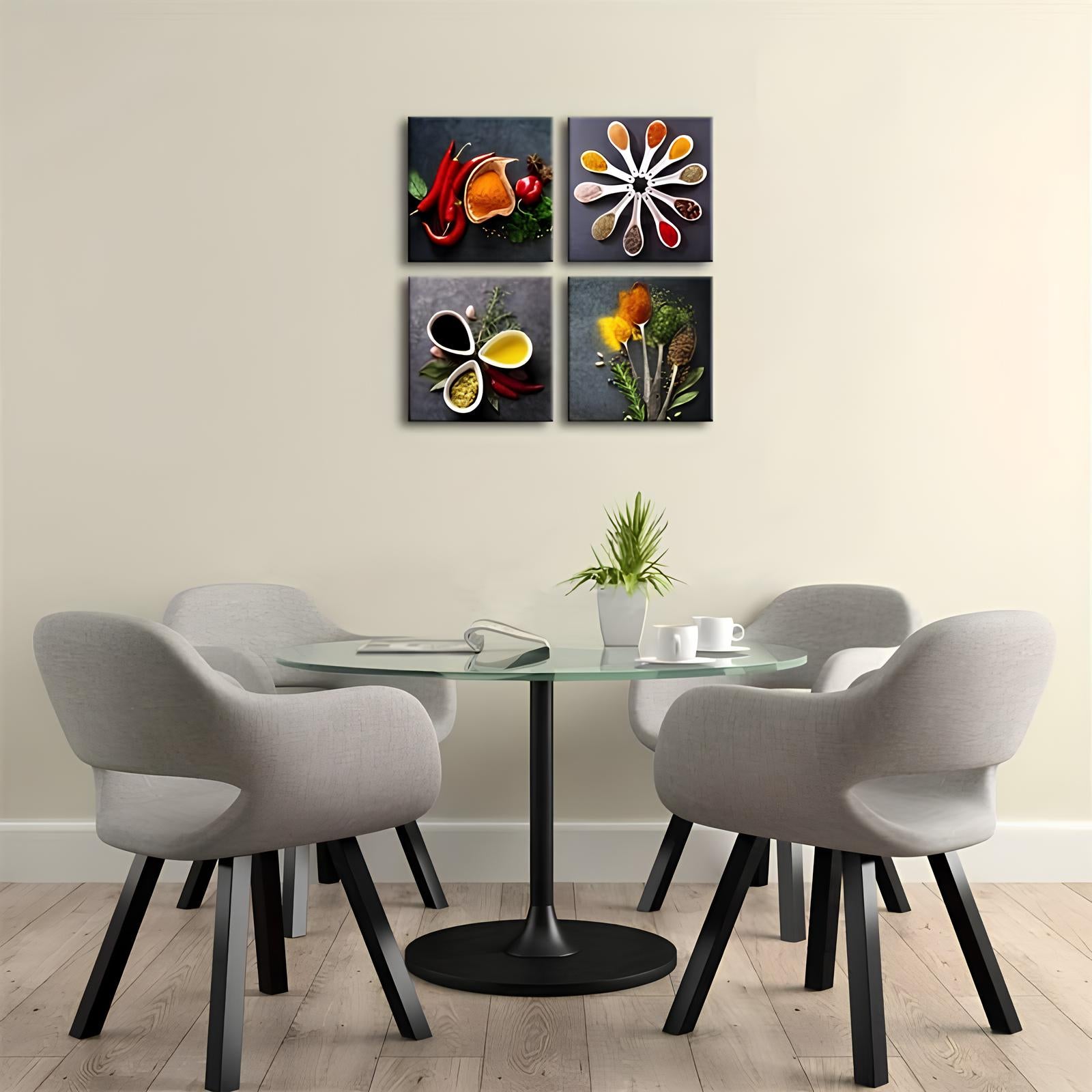 Tableaux Décoratifs Epices Imprimés Toile 4 parties - UstensilesCulinaires