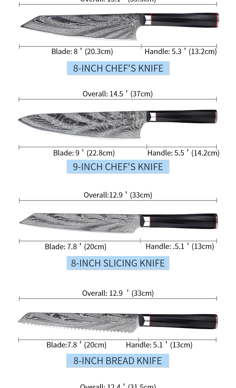 Set de Couteaux en Acier Damas avec Manche G10 - UstensilesCulinaires