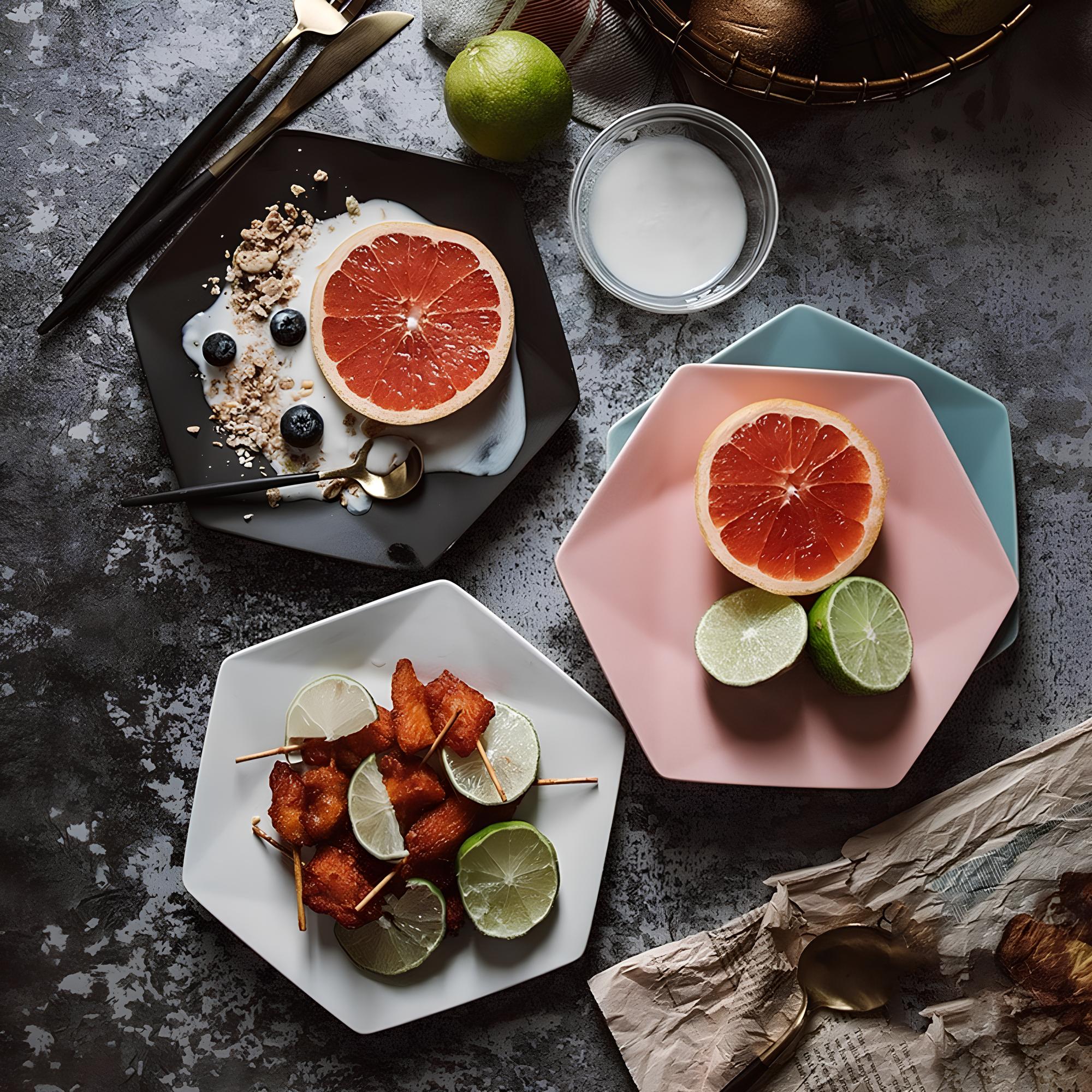 Vaisselle poterie artisanale | Assiette hexagonale | Ustensiles Culinaires