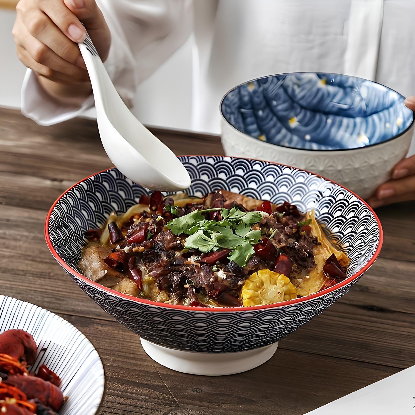 Shaded Blue Ceramic Salad Bowl