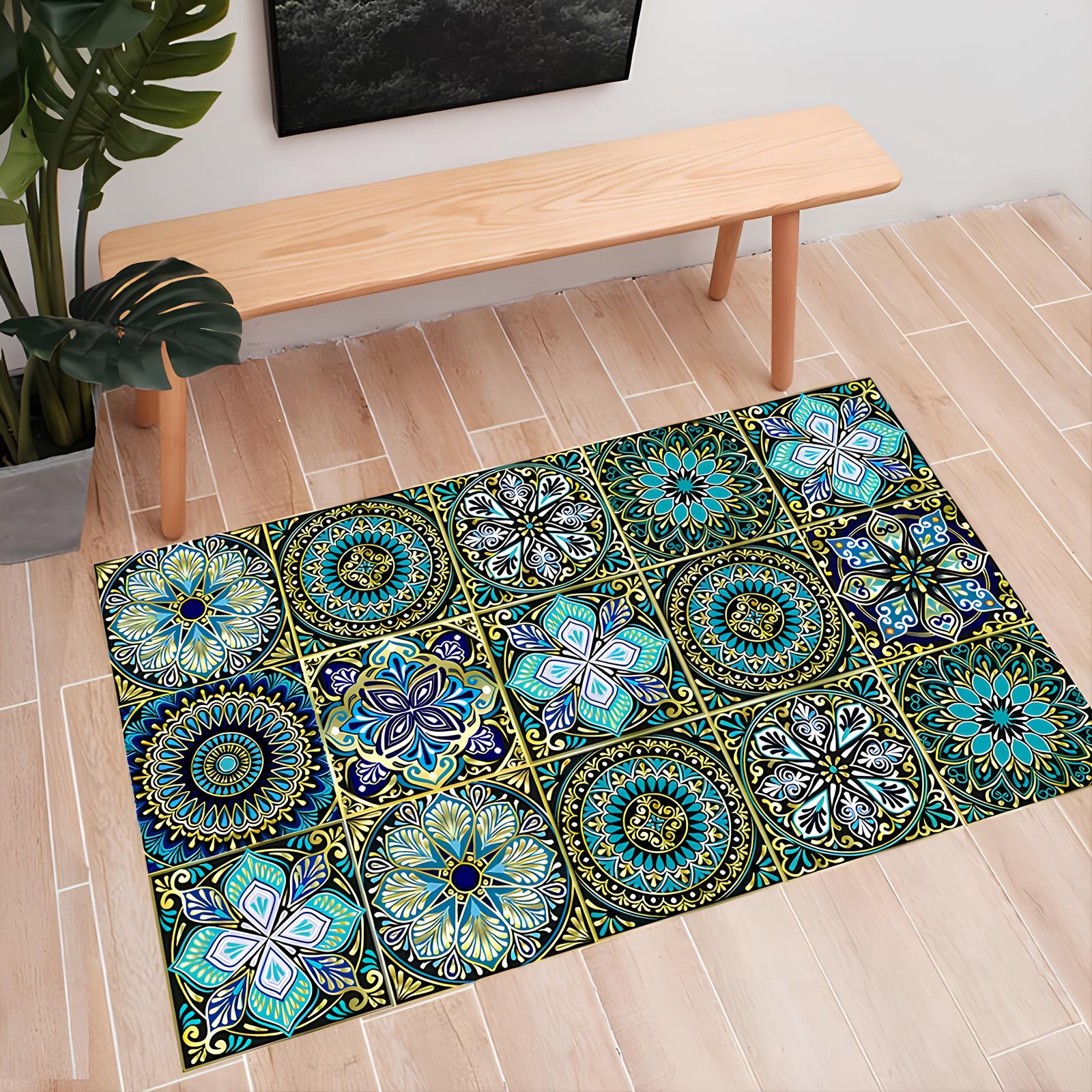 Carreaux adhésifs Mandala bleu turquoise - UstensilesCulinaires