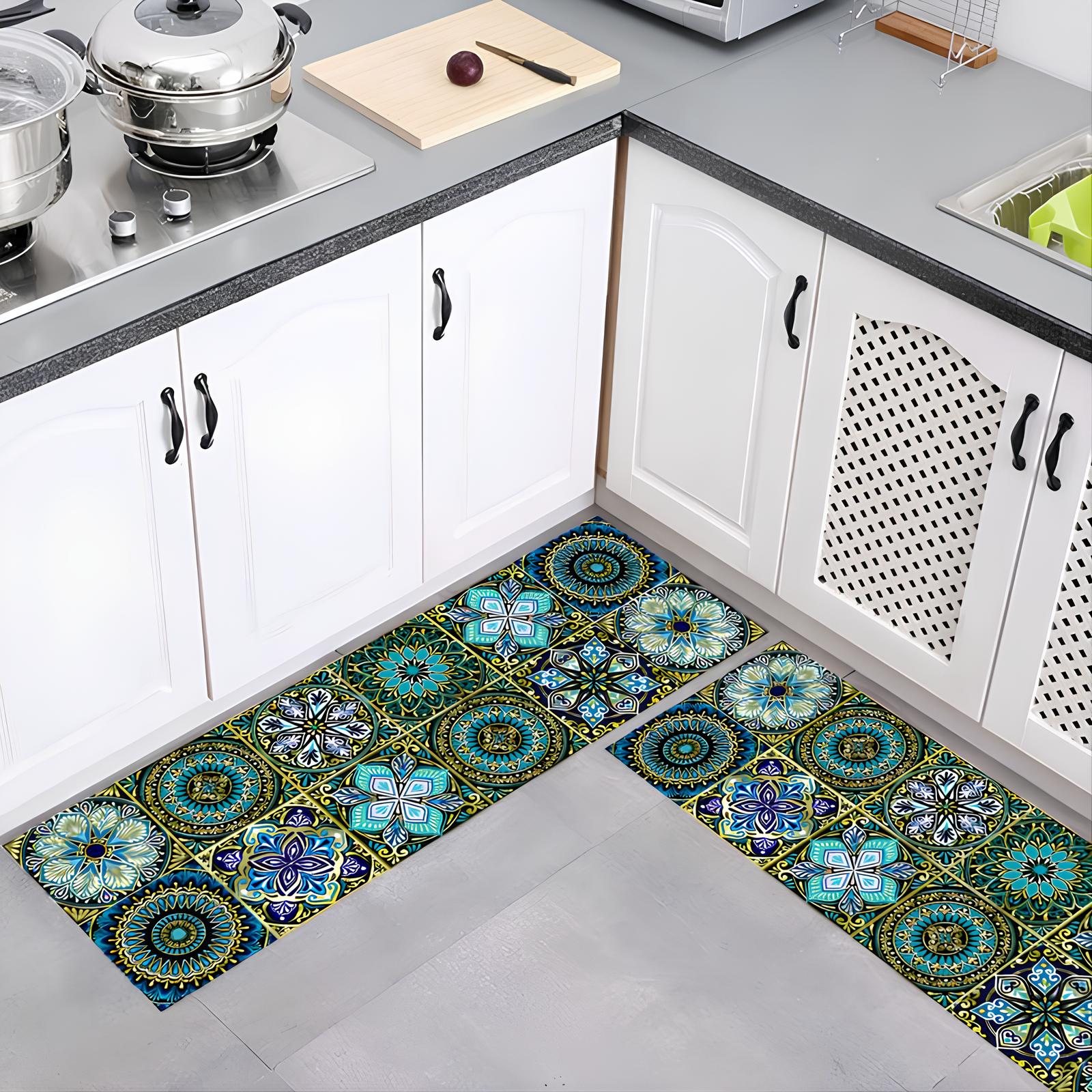 Carreaux adhésifs Mandala bleu turquoise - UstensilesCulinaires