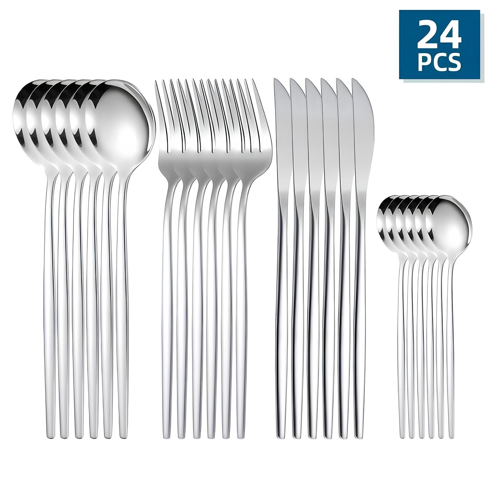 Ensemble de couverts 24 pcs à manche fin - UstensilesCulinaires