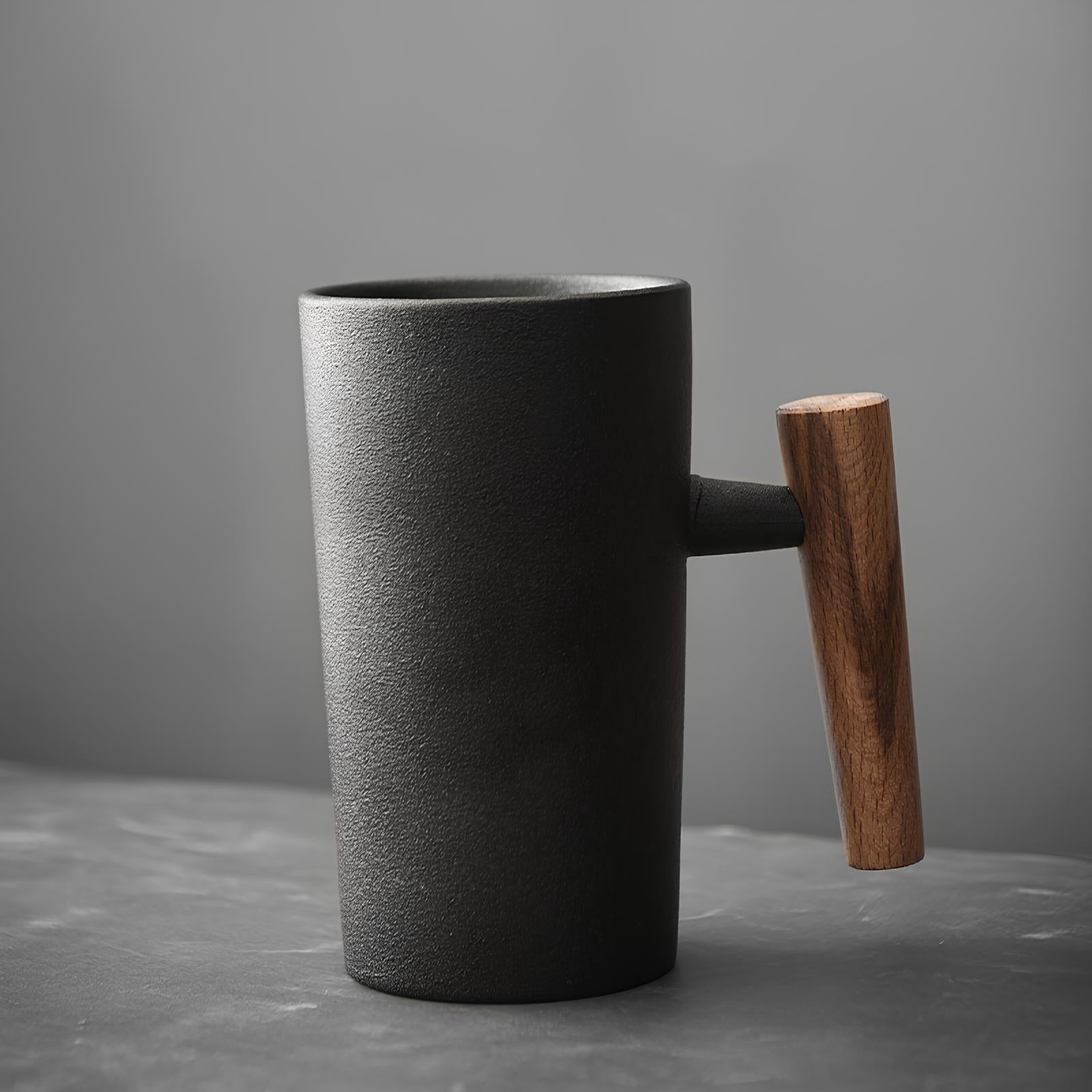Mug en céramique avec poignée en bois - UstensilesCulinaires