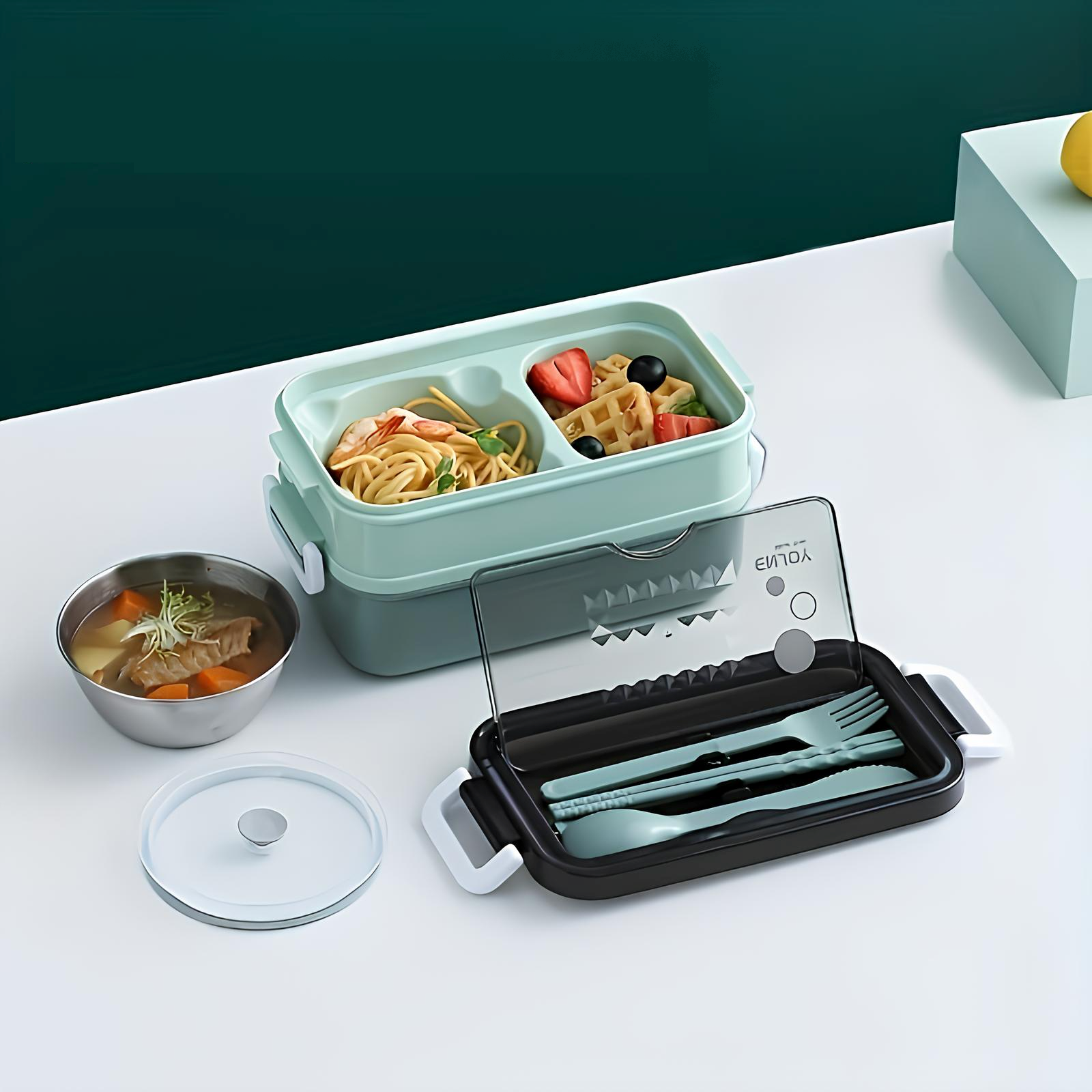 Lunch Box en acier inoxydable tout inclus - UstensilesCulinaires