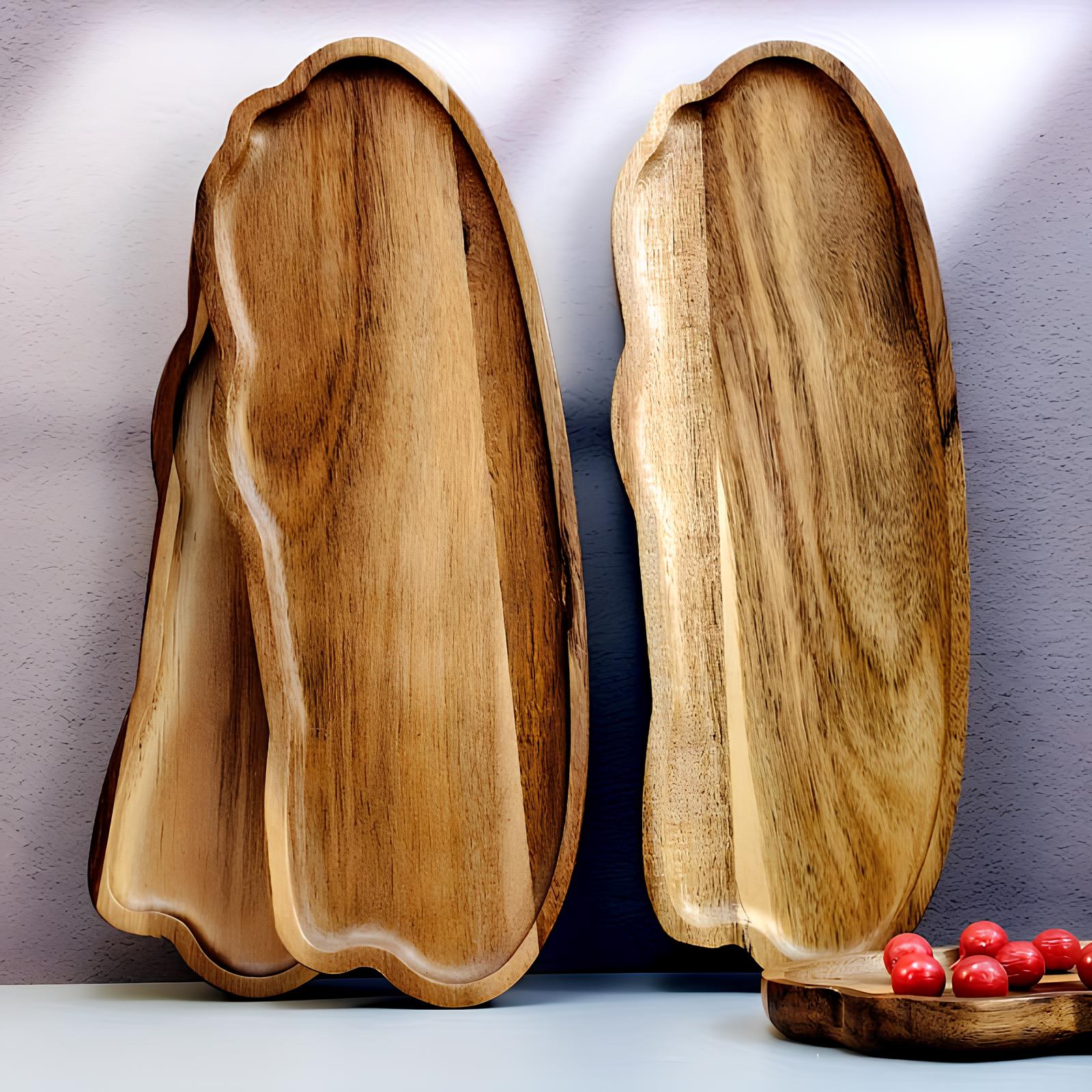 Irregular shaped wooden serving tray