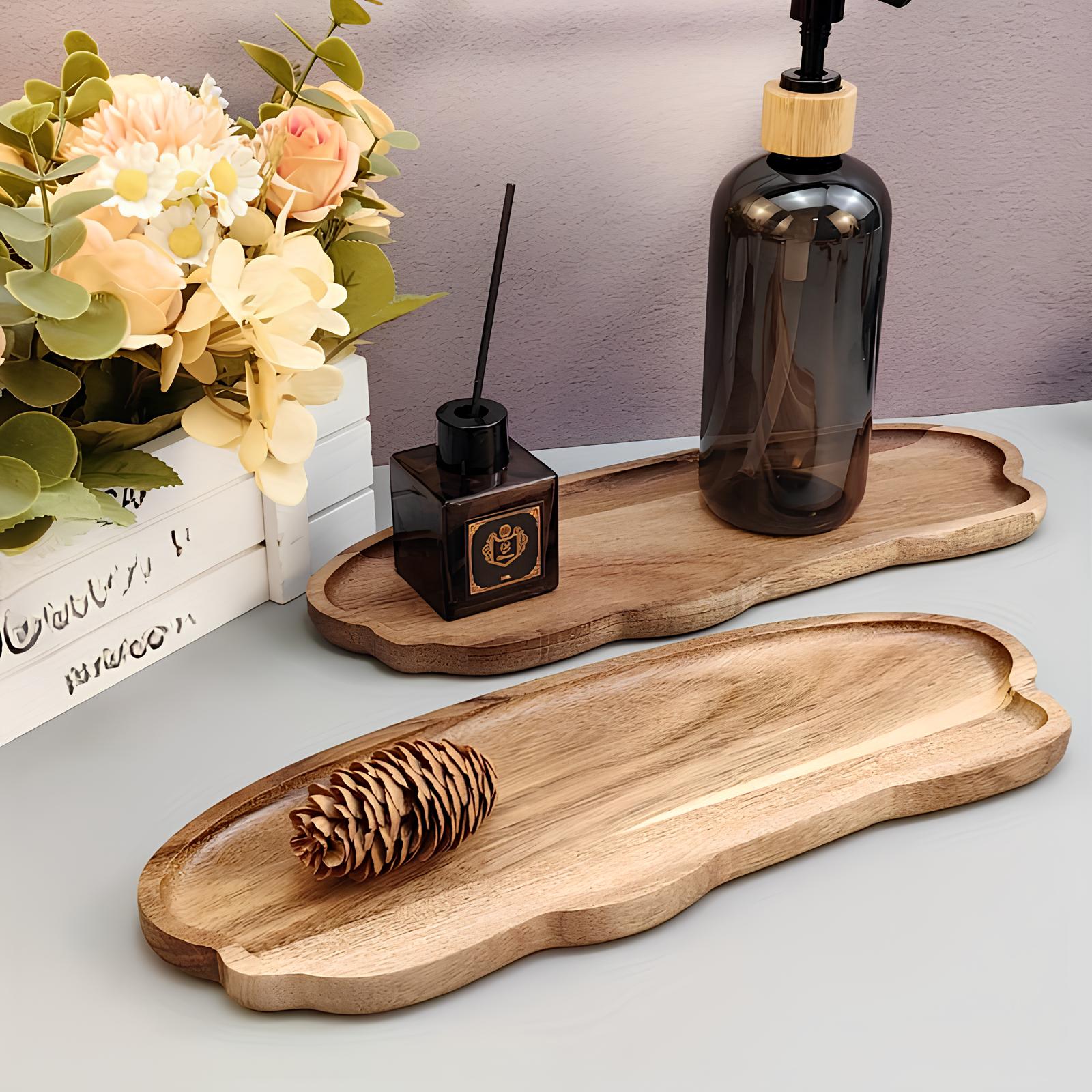 Irregular shaped wooden serving tray