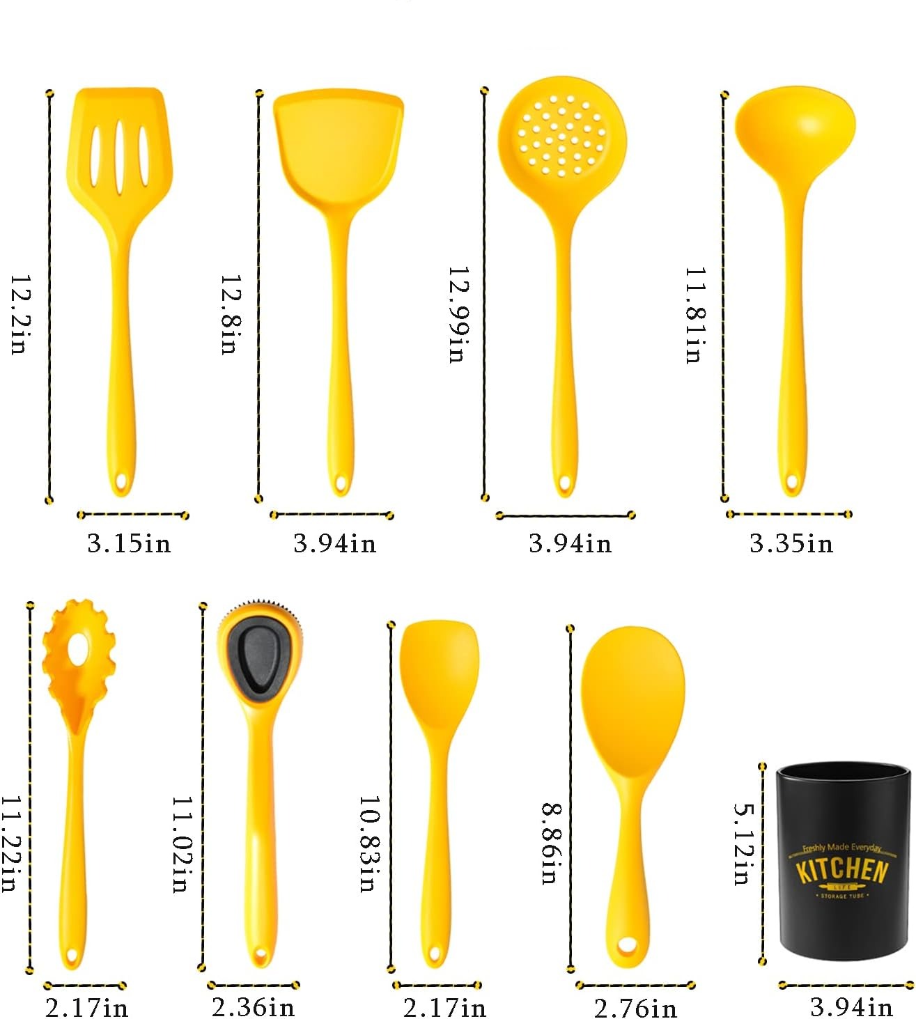 Ustensiles de cuisine en silicone jaune - Set complet - UstensilesCulinaires