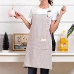 Striped cotton and linen kitchen apron