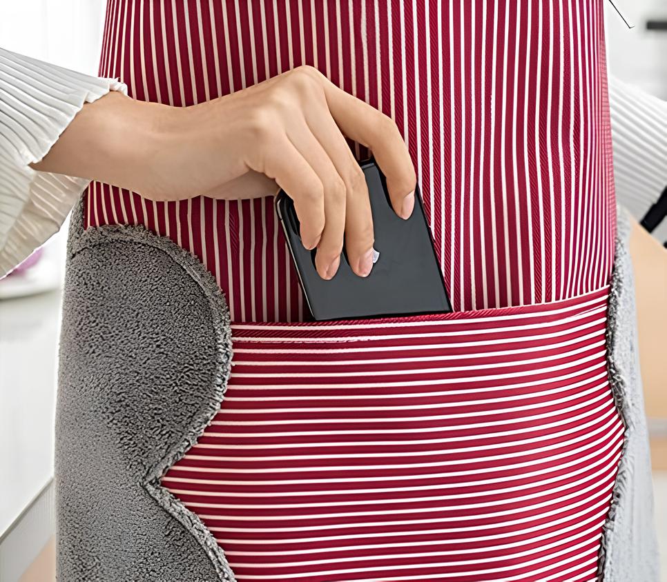 Striped Kitchen Apron with Hand Towel