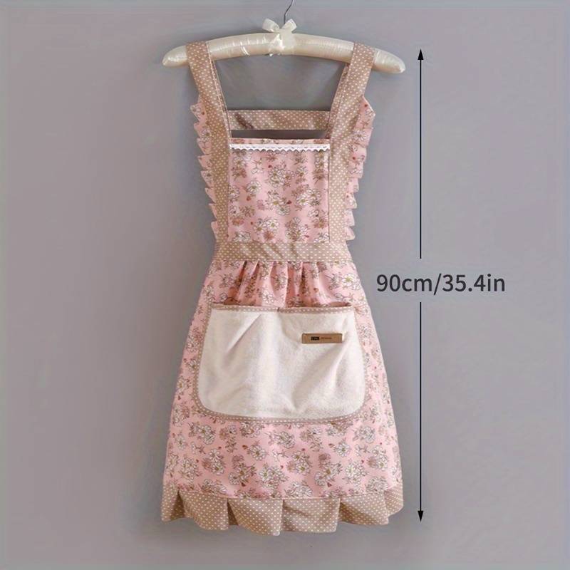 Breathable canvas kitchen apron with floral pattern