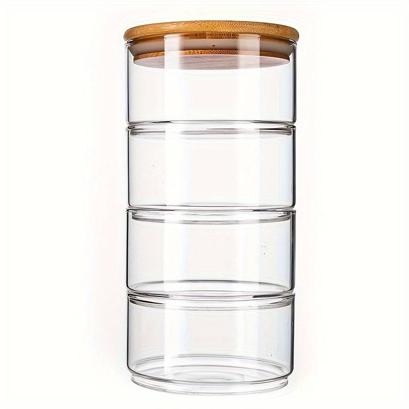 Bocal empilable en verre Borosilicate avec couvercle en bambou